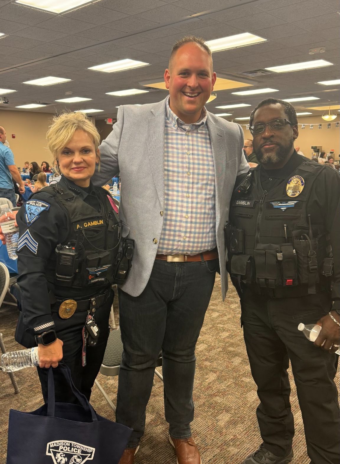 Chris Andrews with Madison Township police officers